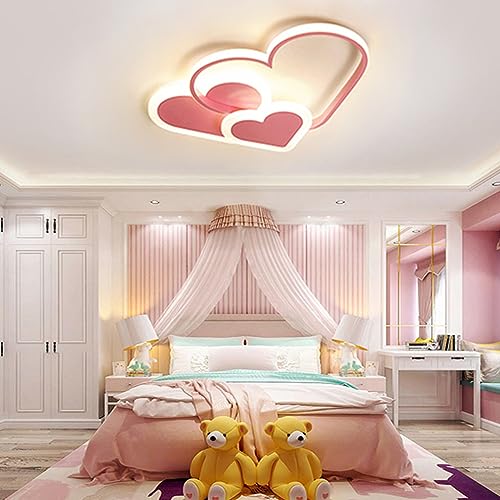 Kinderzimmer Lampe LED Deckenleuchte Schlafzimmer Deckenlampe 3 Herz Design Dimmbar Mädchen Baby Jungen Kinder Lampen mit Fernbedienung Acryl-Schirm Wohnzimmer Esszimmer Esstisch Decke Lampen von Lanekd