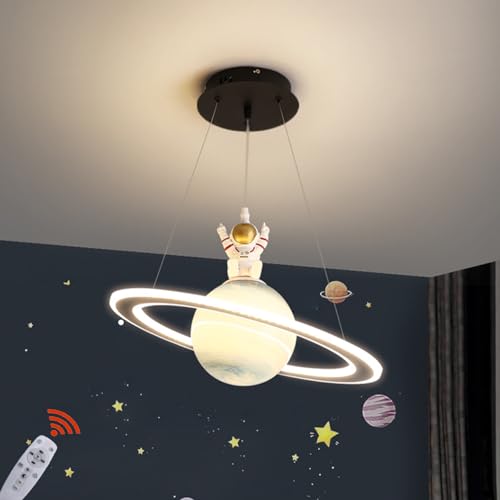 Kinderzimmer Lampe LED Pendelleuchte Planet Kinderzimmerlampe Dimmbar mit Fernbedienung Hängelampe Modern Rund Design Hängeleuchte Mädchen Jungen Mädchen Baby Kinder Schlafzimmer Pendellampe (B-Ø55cm) von Lanekd