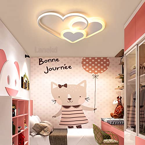 Kinderzimmerlampe LED Deckenleuchte Kinderzimmer Deckenlampe Modern 3 Herz Design Acryl-schirm Kinder Mädchen Junge Schlafzimmer Deko Decke Lampe Dimmbar Wohnzimmer Küchen Esszimmer Bad Flur von Lanekd