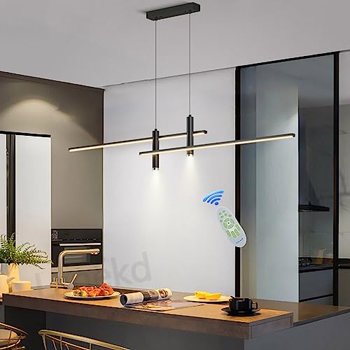 L100cm Esstischlampe LED Pendelleuchte Schwarz Esstisch Esszimmerlampe Dimmbar Hängelampe Modern Wohnzimmer Küchen Decke Hängend Lampe mit Fernbedienung Hängeleuchte Höhenverstellbar Pendellampe von Lanekd