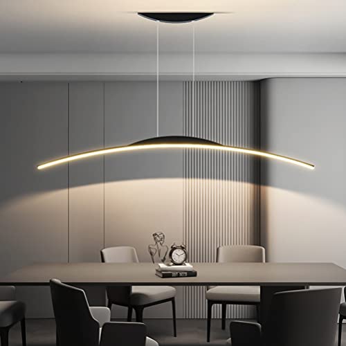 L120cm LED Esstisch Lampe Pendelleuchte Dimmbar 3000K〜6500K Moderne Schwarz Esszimmerlampe Wohnzimmer Küchen Hänge Lampe Mit Fernbedienung Hängend Leuchte Höhenverstellbar Büro Bar Decken Lampe von Lanekd