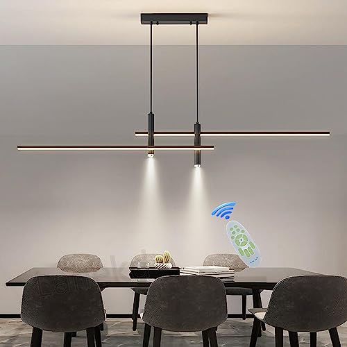 L150cm Esstischlampe LED Pendelleuchte Schwarz Esstisch Esszimmerlampe Dimmbar Hängelampe Modern Wohnzimmer Küchen Decke Hängend Lampe mit Fernbedienung Hängeleuchte Höhenverstellbar Pendellampe von Lanekd