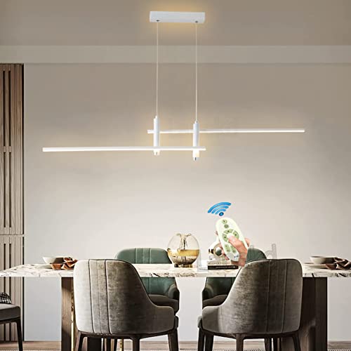 L90cm Esstischlampe LED Pendelleuchte Weiß Esstisch Esszimmerlampe Dimmbar Hängelampe Modern Wohnzimmer Küchen Decke Hängend Lampe mit Fernbedienung Hängeleuchte Höhenverstellbar Pendellampe von Lanekd