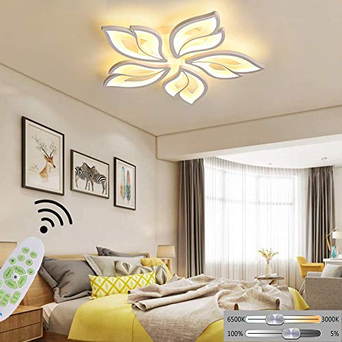 LED Deckenleuchte Modern Wohnzimmerlampe Dimmbar 3000K-6500K mit Fernbedienung Kreative Blume Design Deckenlampe Metall Acryl Lampenschirm Schlafzimmer Wohnzimmer Esszimmer Esstisch Flur Lampen von Lanekd