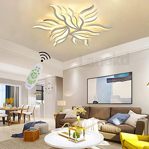 LED Deckenleuchte Modern Wohnzimmerlampe Dimmbar 3000K-6500K mit Fernbedienung Kreative Blume Design Deckenlampe Metall Acryl Lampenschirm Schlafzimmer Wohnzimmer Esszimmer Esstisch Flur Lampen von Lanekd