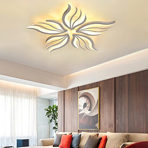 LED Deckenleuchte Modern Wohnzimmerlampe Dimmbar 3000K-6500K mit Fernbedienung Kreative Blume Design Deckenlampe Metall Acryl Lampenschirm Schlafzimmer Wohnzimmer Esszimmer Esstisch Flur Lampen von Lanekd