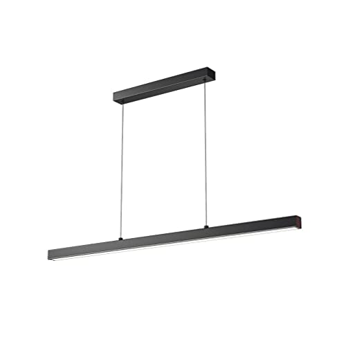 LED Esstisch Pendelleuchte Dimmbar Hoehenverstellbar Büro Esszimmer Hängelampe Wohnzimmer Küche Hängend Decke Lampe Fernbedienung, Modern Ultra Einfach Design Lüster für Landhaus (Schwarz, L80cm) von Lanekd