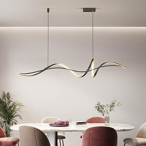 LED Hängeleuchte Esstisch Pendelleuchte Dimmbar Mit Fernbedienung Pendellampe 54W Höhenverstellbar Kronleuchter Moderne Spirale Designer Hängend Lampe für Wohnzimmer Küche Büro (Schwarz, L100CM) LED Hängeleuchte Esstisch Pendelleuchte Dimmbar Mit Fernbedienung Pendellampe 54W Höhenverstellbar Kronleuchter Moderne Spirale Designer Hängend Lampe für Wohnzimmer Küche Büro (Schwarz, L100CM) von Lanekd