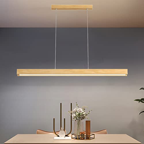 LED Holz Pendelleuchte Esstisch Esszimmerlampe Küche Lampen Dimmbar Hängelampe Hängeleuchte mit Fernbedienung Wohnzimmer Hängend Leuchte Moderne Kronleuchter Büro Decken Esszimmer Lampe von Lanekd