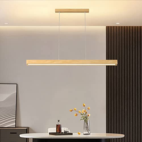 LED Holz Pendelleuchte Esstisch Esszimmerlampe Küche Lampen Dimmbar Hängelampe Hängeleuchte mit Fernbedienung Wohnzimmer Hängend Leuchte Moderne Kronleuchter Büro Decken Esszimmer Lampe von Lanekd