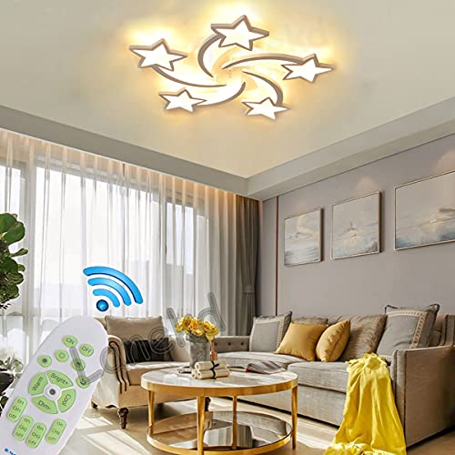 Lanekd LED Lampe Deckenleuchte Kinderlampe Hängelampe Dimmbar Schlafzimmer Wohnzimmer Deko Modern Stern Design Deckenlampe mit Fernbedienung Decke Leuchte Für Kinderzimmer Jungen Mädchen Esszimmer von Lanekd