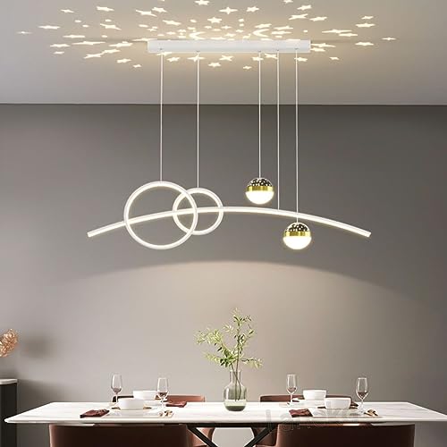 LED Pendelleuchte Esstisch Eckbank Esszimmerlampe Hängelampe Dimmbar mit Fernbedienung Wohnzimmer Küchen Hängend Lampe Modern Mit einem Projektions Design Deckenlampe Höhenverstellbar Hängeleuchte von Lanekd