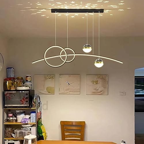 LED Pendelleuchte Esstisch Eckbank Esszimmerlampe Hängelampe Dimmbar mit Fernbedienung Wohnzimmer Küchen Hängend Lampe Modern Mit einem Projektions Design Deckenlampe Höhenverstellbar Hängeleuchte von Lanekd