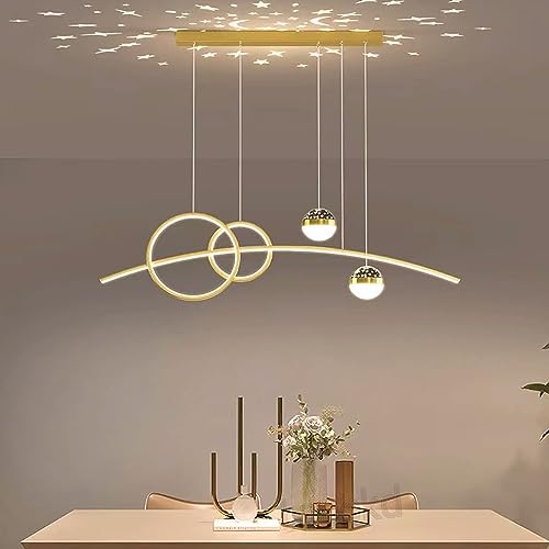 LED Pendelleuchte Esstisch Eckbank Esszimmerlampe Hängelampe Dimmbar mit Fernbedienung Wohnzimmer Küchen Hängend Lampe Modern Mit einem Projektions Design Deckenlampe Höhenverstellbar Hängeleuchte von Lanekd