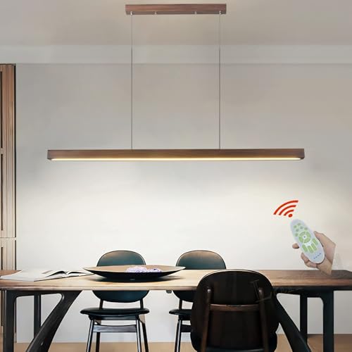 LED Pendelleuchte Esstisch Esszimmerlampe Holz Hängeleuchte Dimmbar Hängelampe Modern Design Pendellampe Höhenverstellbar Kronleuchter Lampe für Küche Wohnzimmer Esstischlampe Decke Hängend Lampen von Lanekd