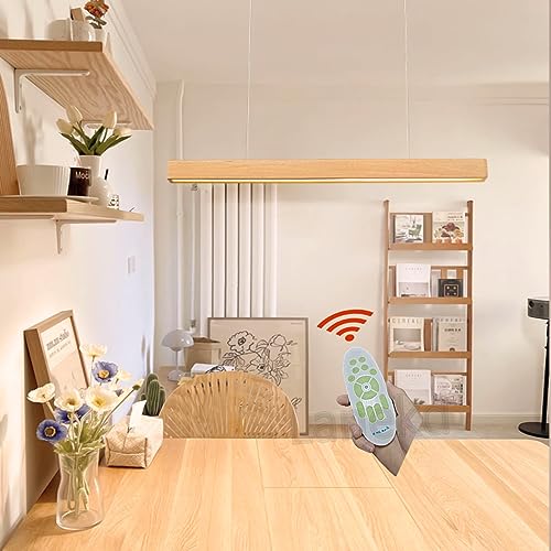 LED Pendelleuchte Esstisch Esszimmerlampe Holz Hängeleuchte Dimmbar Hängelampe Modern Design Pendellampe Höhenverstellbar Kronleuchter Lampe für Küche Wohnzimmer Esstischlampe Hängend Lampen (L60cm) von Lanekd