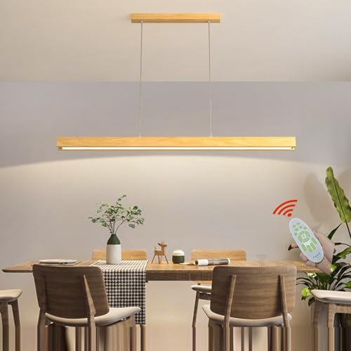 LED Pendelleuchte Esstisch Esszimmerlampe Holz Hängeleuchte Dimmbar Hängelampe Modern Design Pendellampe Höhenverstellbar Kronleuchter Lampe für Küche Wohnzimmer Esstischlampe Decke Hängend Lampen von Lanekd
