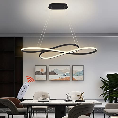 LED Pendelleuchte Esstisch Esszimmer Lampen Hängelampe Dimmbar mit Fernbedienung Küchen Wohnzimmer Hängend Leuchte Modern Kronleuchter Höhenverstellbar für Schlafzimmer Couchtisch Deko Deckenlampe von Lanekd