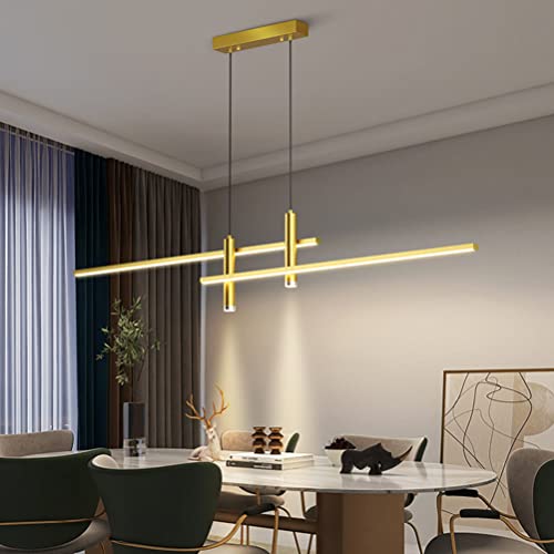 LED Pendelleuchte Esstischlampe Esszimmerlampe L100cm LED Dimmbar Moderne Wohnzimmer Küchen Esstisch Lampen Höhenverstellbar Deko Decken Hängelampe Hängeleuchte Büro Bar Flur Lampe (L150cm, Gold) von Lanekd