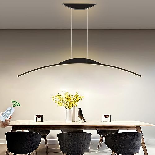 LED Pendelleuchte Esszimmerlampe Esstisch Hängelampe Dimmbar mit Fernbedienung Hängeleuchte Modern Höhenverstellbar Pendellampe für Esszimmer Küche Wohnzimmer Decken Hängend Lampe (Schwarz, L80cm) von Lanekd