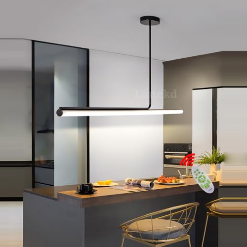 LED Pendelleuchte Moderne Hängeleuchte Dimmbare Pendellampe Linear Design Kronleuchter Esstischlampe Wohnzimmerlampe Höhenverstellbar Hängelampe für Küche Esszimmer Büro Deckenleuchte von Lanekd