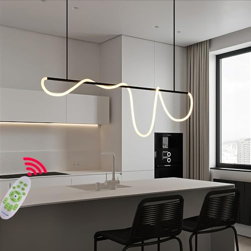 LED Pendelleuchte Schwarz Moderner Hängeleuchte 120CM Dimmbar 3000K-6500K Kücheninsel Hängend Leuchte DIY Linear Esszimmerlampe für Wohnzimmer Esstisch Büro Pendellampe (Schwarz, L100CM) LED Pendelleuchte Schwarz Moderner Hängeleuchte 120CM Dimmbar 3000K-6500K Kücheninsel Hängend Leuchte DIY Linear Esszimmerlampe für Wohnzimmer Esstisch Büro Pendellampe (Schwarz, L100CM) von Lanekd