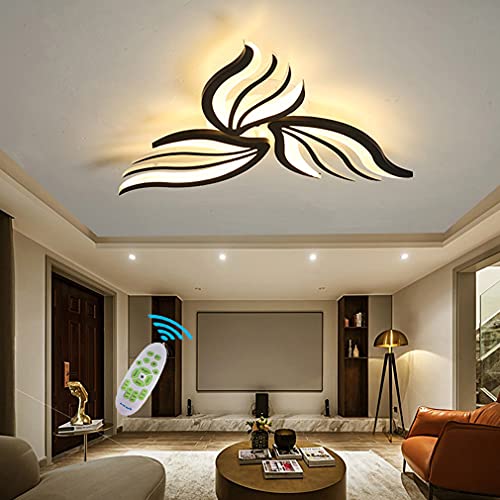 LED Schlafzimmer Deckenleuchte Dimmbar Wohnzimmerlampe Mit Fernbedienung Esszimmer Deckenlampe Esstischlampe Blume Designer Pendelleuchte für Flur Badezimme Landhaus Decke Leuchten (Schwarz/3 Kopf) von Lanekd