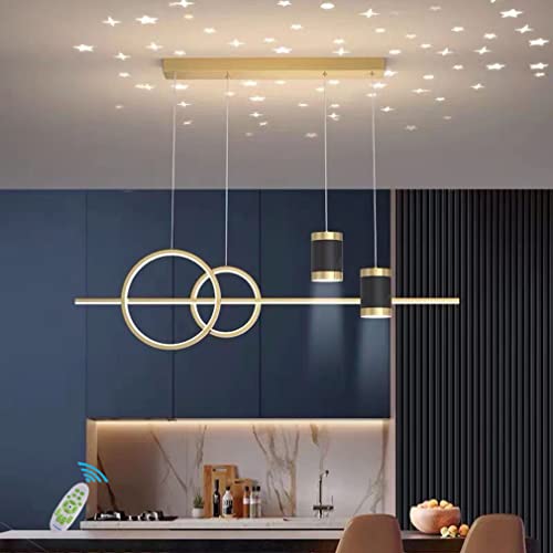 Lanekd Esstisch Dimmbare LED Pendelleuchte/Hängelampe Esszimmer Pendellampe Höhenverstellbar Mit Fernbedienung Designer Küchenlampen für Büro Schlafzimmer Wohnzimmer Deko Hängend Lampe (Gold) von Lanekd