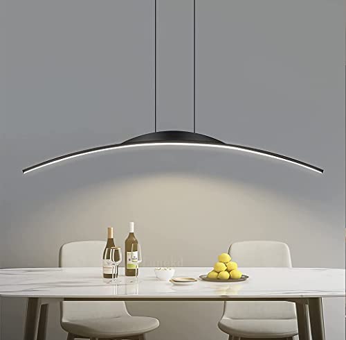 Esstischlampe Hängeleuchte LED Pendelleuchte Modern Esszimmer Hängeleuchte Dimmbar Bogen Design Küchelampe Höhenverstellbar Büro Wohnzimmer Schlafzimmer Kronleuchter (Schwarz, L80CM) von Lanekd