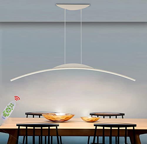 Esstischlampe Hängeleuchte LED Pendelleuchte Modern Esszimmer Hängeleuchte Dimmbar Bogen Design Küchelampe Höhenverstellbar Büro Wohnzimmer Schlafzimmer Kronleuchter (Weiß, L100CM) von Lanekd