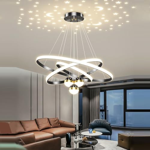 Lanekd Esstischlampe Hängeleuchten/Pendelleuchten Wohnzimmer LED Esszimmerlampe Modern Ring Design Hängelampe Dimmbar Mit Fernbedienung Büro Küchen Schlafgemach Deckenleuchten von Lanekd