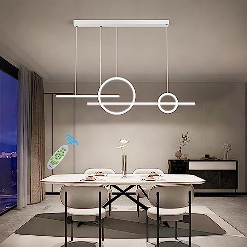 Lanekd Esszimmerlampe Pendelleuchte LED Hängelampe Dimmbar Höhenverstellbar Wohnzimmer Decken Hängeleuchte Modern Ring Design Esstisch Kronleuchter für Kinderzimmer Küchen Büro Hängend Leuchten von Lanekd