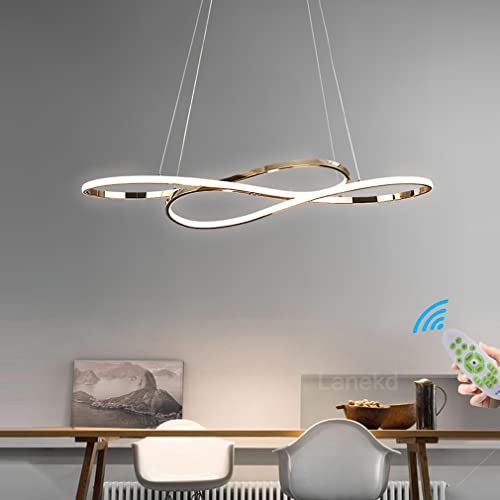 Lanekd Hängeleuchte/Pendelleuchte Roségold Esstischlampe Esszimmer Hängelampe LED Dimmbar Mit Fernbedienung 46W Wohnzimmerlampe Moderne Höhenverstellbar Büro Küchen Arbeitszimmer Kronleuchter 100CM von Lanekd