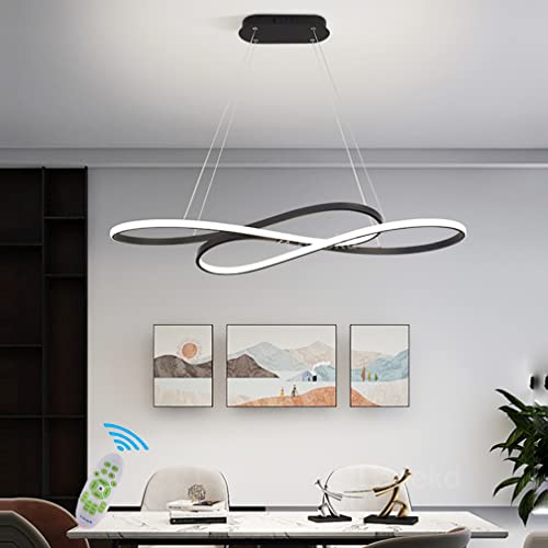 Lanekd Hängeleuchte/Pendelleuchte Schwarz Esstischlampe Esszimmer Hängelampe LED Dimmbar Mit Fernbedienung 46W Wohnzimmerlampe Moderne Höhenverstellbar Büro Küchen Arbeitszimmer Kronleuchter 100CM von Lanekd