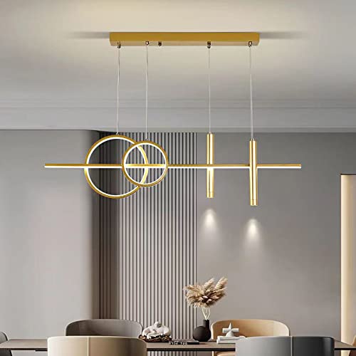 Lanekd Hängeleuchte Esszimmer Led Dimmbar Pendelleuchte Esstisch 60W mit Fernbedienung Schlafzimmer Pendellampe mit Downlight Höhenverstellbare Hängelampe für Wohnzimmer Küchen Büro Bar (gold) von Lanekd