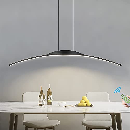 Lanekd Hängeleuchten & Pendelleuchten LED 100CM Esstischlampe Esszimmer Hängelampe Schwarz Dimmbar Höhenverstellbar Büro Decke Kronleuchter für Wohnzimmer Schlafzimmer Arbeitszimmer Bogen Pendellampe von Lanekd