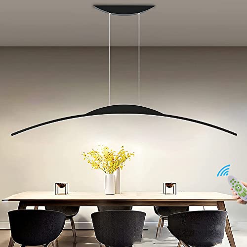 Lanekd Hängeleuchten & Pendelleuchten LED 150CM Esstischlampe Esszimmer Hängelampe Schwarz Dimmbar Höhenverstellbar Büro Decke Kronleuchter für Wohnzimmer Schlafzimmer Arbeitszimmer Bogen Pendellampe von Lanekd