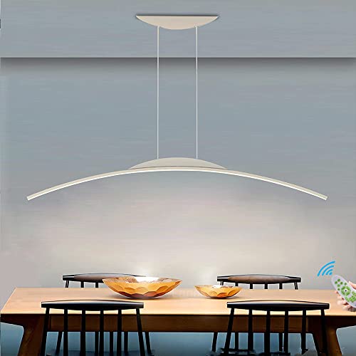 Lanekd Hängeleuchten & Pendelleuchten LED 150CM Esstischlampe Esszimmer Hängelampe Weiß Dimmbar Höhenverstellbar Büro Decke Kronleuchter für Wohnzimmer Schlafzimmer Arbeitszimmer Bogen Pendellampe von Lanekd
