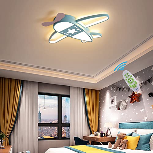Lanekd LED Deckenlampe Kinderlampe Junge Mädchen Schlafzimmer Deckenleuchte Dimmbar Mit Fernbedienung 3000K~6500K Kinderzimmer Deckenbeleuchtung für Flur Küchen Esszimmer Flugzeug Leuchten (Blau) von Lanekd