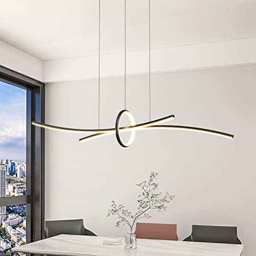 Lanekd LED-Pendelleuchte, dimmbar 3000k-6500k, 3600 lumen, höhenverstellbar, 110cm Modern Esstisch Hängelampe, für wohnzimmerlampe esstischlampe küchenlampe esszimmer büro hängend lampen (Schwarz) von Lanekd