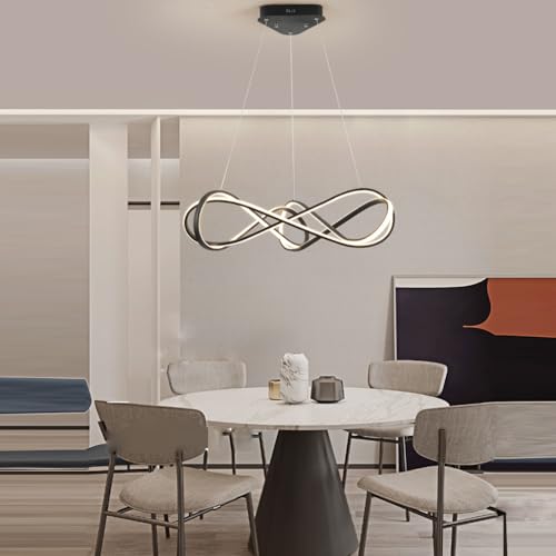 Lanekd LED Pendelleuchte Esstisch Hängelampe Esszimmerlampe Dimmbar Mit Fernbedienung Hängeleuchte Moderne Schwarz Kronleuchter 56W für Wohnzimmer Küchen Schlafzimmer Pendellampe von Lanekd
