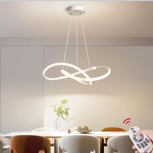 新品 Dimmbare Pendelleuchte Esstischlampe LED Dimmbar Esszimmer Hängelampe Moderne Spirale Design Hängeleuchte Höhenverstellbar Schwarz Kronleuchter für Küche Büro Wohnzimmer Hängend Lampen (Weiß) von Lanekd