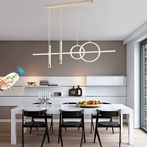 Lanekd LED Pendelleuchten Dimmbar Esstisch Esszimmer Hängeleuchte/Hängelampe Wohnzimmer Küche Hängend Lampe Moderne Kreative Ring Designer Kronleuchter mit Fernbedienung Leuchten (Weiß, L120cm) von Lanekd