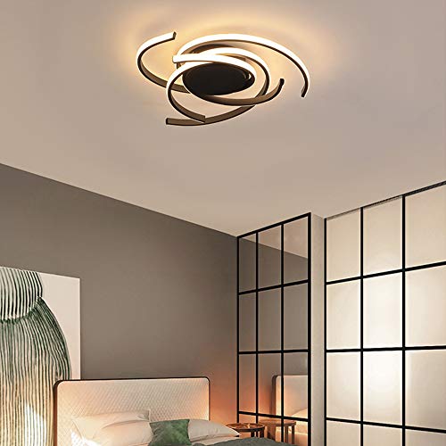 Lanekd Led Jugendzimmer Deckenleuchte Hausleuchten Wohnzimmer Rund Blume-Shape Deko Schlafzimmer Deckenlampe Dimmbar mit Fernbedienung Chic Esstisch Pendelleucht für Flur Büro Esszimmer Küchen Schwarz von Lanekd