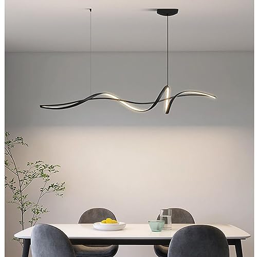 Lanekd Pendelleuchte Lampe Esstisch LED Esszimmerlampe 150cm Modernes Schwarz Spirale Design Hängelampe Dimmbare mit Fernbedienung LED Hängende Leuchte für Wohnzimmer Küche Esszimmer Büro Hängelampe von Lanekd