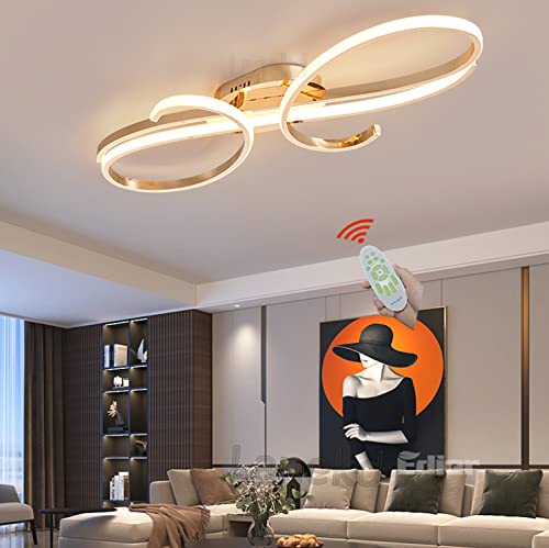 Lanekd Wohnzimmerlampe LED Deckenleuchte Dimmbar Wohnzimmer Schlafzimmer Deckenlampe Modern Design mit Fernbedienung Kronleuchter für Esstisch Esszimmerlampe Küche Büro Hotel Bar Hängend Lampe L100cm von Lanekd