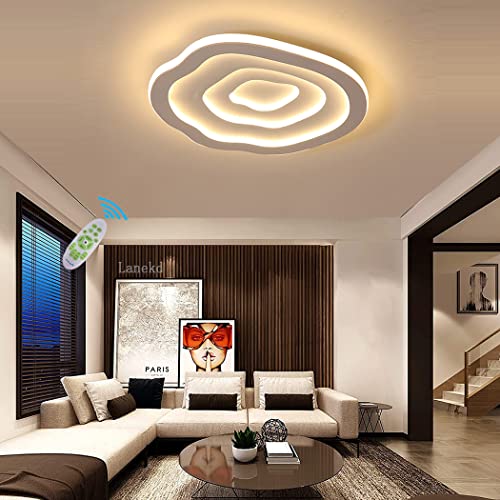 Lanekd Wohnzimmerlampe LED Deckenleuchte Weiß Deckenbeleuchtung Modern Wolke Leiter Designer Deckenlampe Dimmbar 30w Schlafzimmerlampe Für Esszimmer Flur Büro Rund Decken Leuchten (Klein) von Lanekd
