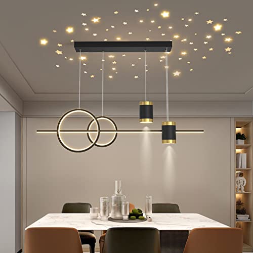 Led Pendelleuchte Esstisch Dimmbar Hoehenverstellbar Esszimmer Wohnzimmer Küche Hängend Decke Lampe mit Fernbedienung, 45W Modern Projektion Design Länge 100cm Hängeleuchte für Landhaus Schwarz von Lanekd