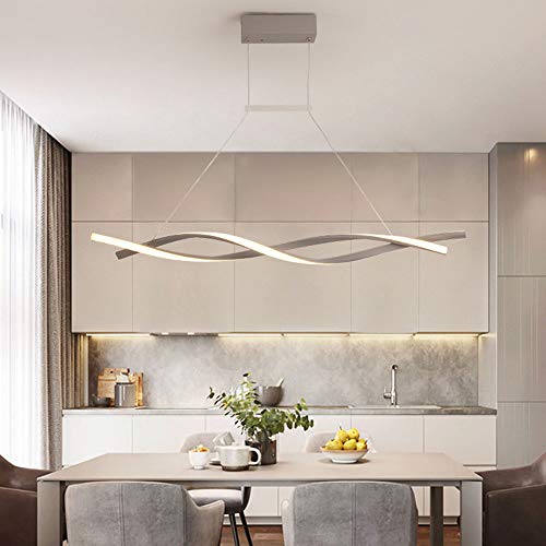 Modern Designer Esstischlampe LED Pendelleuchte Dimmbar Esszimmerlampe Wohn-Schlafzimmer Hotel Höhenverstellbar Innen Decke Hängelampe mit Fernbedienung für Studie Landhaus Zimmer Deko Hänge-Leuchten von Lanekd