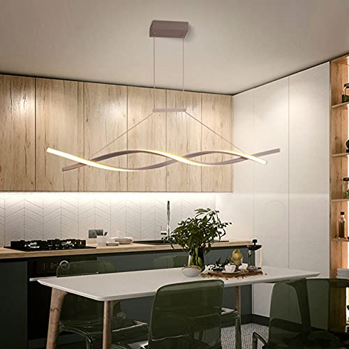 Modern LED Pendelleuchte Dimmbar Küchenlampe Hängend Lampe Esstisch Esszimmerlampe Hängelampe Wohnzimmer Tisch Höhenverstellbar Hängeleuchte mit Fernbedienung für Büro Bar Leuchten (Grau, L100cm) von Lanekd